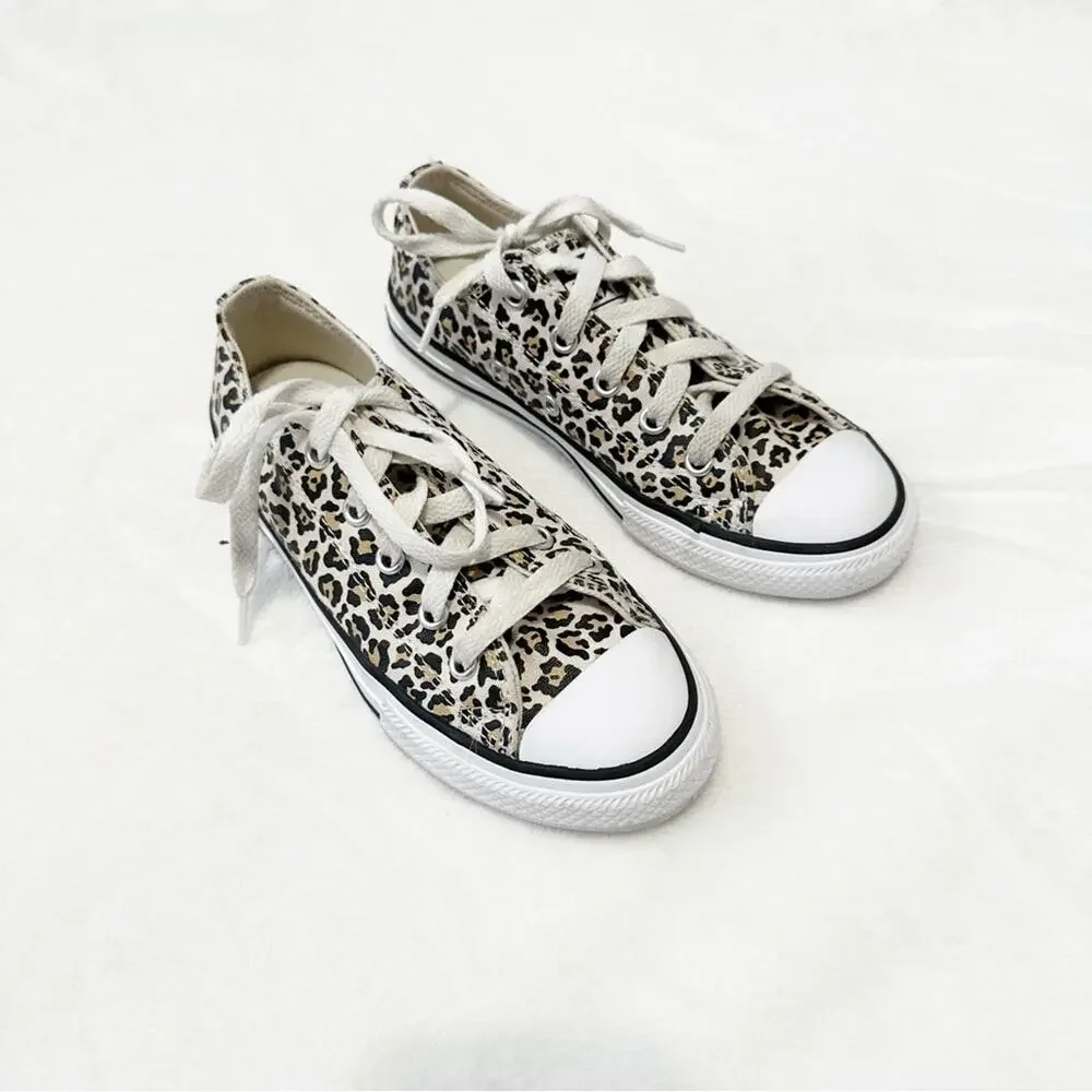 Converse All Stars leopard print sneakers kids unisex shoes size 1 athletic